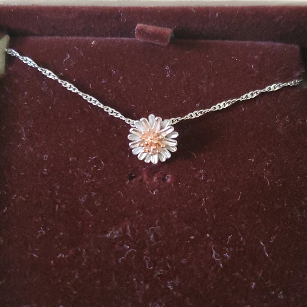 NWT! Cute 2 Toned Flower Necklace